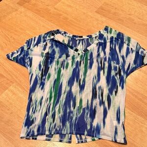 Express Cover up style t shirtBlue and Green Patterned Top